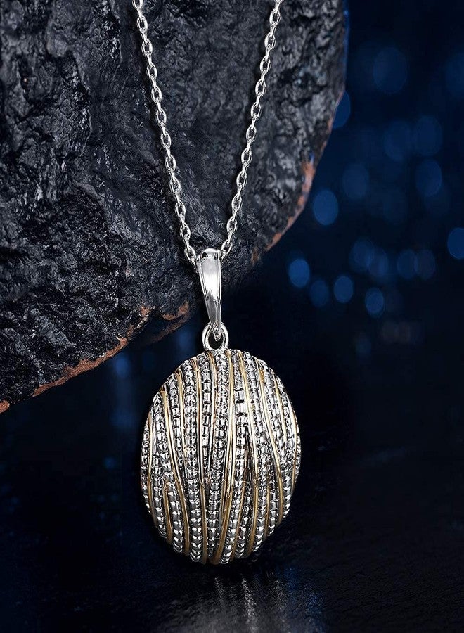 Mytys Two-Tone Round Pendant Necklace - Layered Mixed Metal Textured Circle Statement Necklace Jewelry for Women Fashion - Image 5
