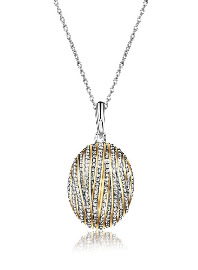 Mytys Two-Tone Round Pendant Necklace - Layered Mixed Metal Textured Circle Statement Necklace Jewelry for Women Fashion - Image 1