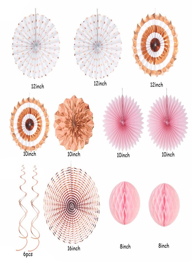 Hugtmr Rose-Gold Pink-White Graduation Party-Decorations - 33pcs Banner,Streamers Tassel Garland,Tissue Pom Poms Honeycomb,Paper Lantern Fan,Birthday Wedding Bridal Baby Shower Bachelorette Engagement Hugtmr - Image 2