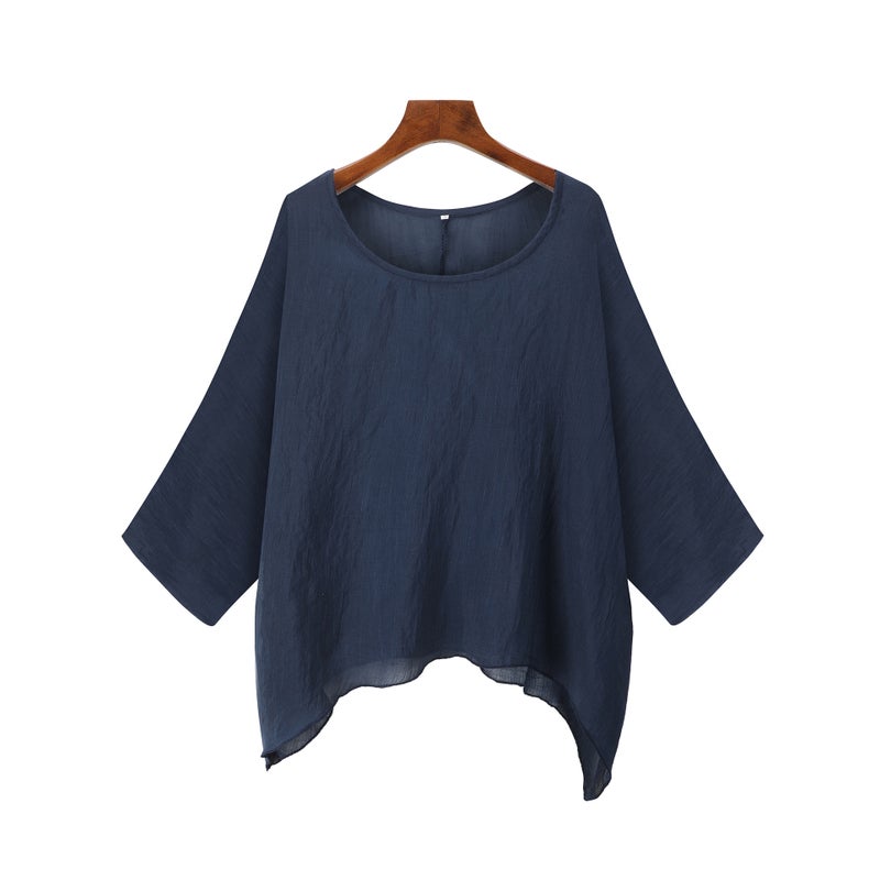 wish ebay new T-shirt long-sleeved loose bat shirt round neck large size(eight colors and eight yards) white XXXL - Image 4