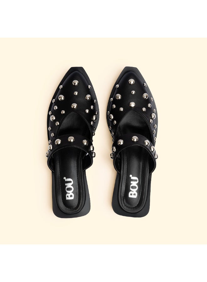 BOU LUNA STUD FLATS - Noir Flicker - Image 4