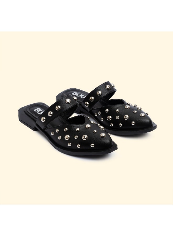 BOU LUNA STUD FLATS - Noir Flicker - Image 2