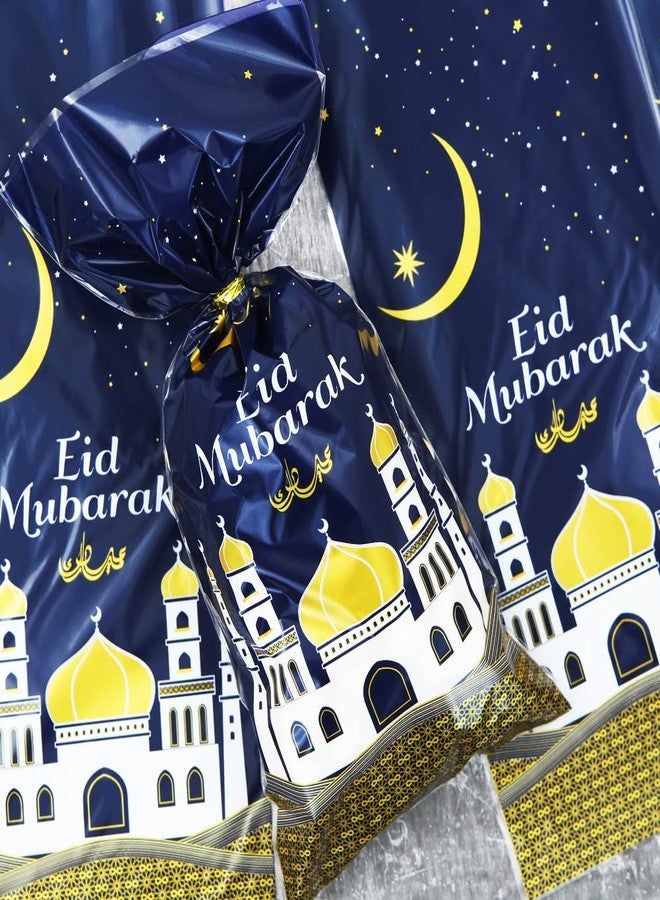 Boerni 2026 Eid Mubarak Goodie Bags, 100 Pieces Muslim Castle Moon Star Pattern Ramadan Treat Bags Cellophane Bags Goody Favor Bags with Gold Twist Ties for Muslim Islamic Eid Iftar Diwali Party Kids Gifts - Image 4