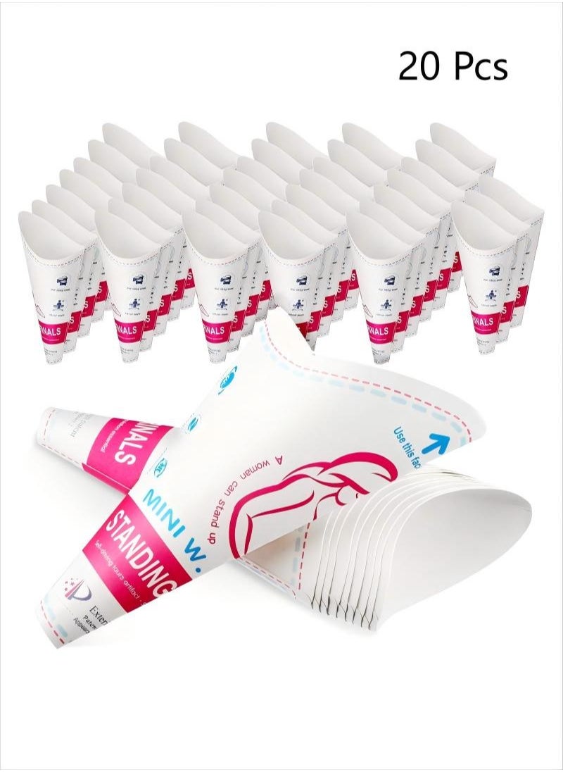Generic 20 Pcs Disposable Female Urination Devices, Portable and Lightweight, Women's Urinal Funnel for Standing Pee, Waterproof Paper Standing Urinary Funnel for Camping, Hiking and Pregnant Women  - Image 1