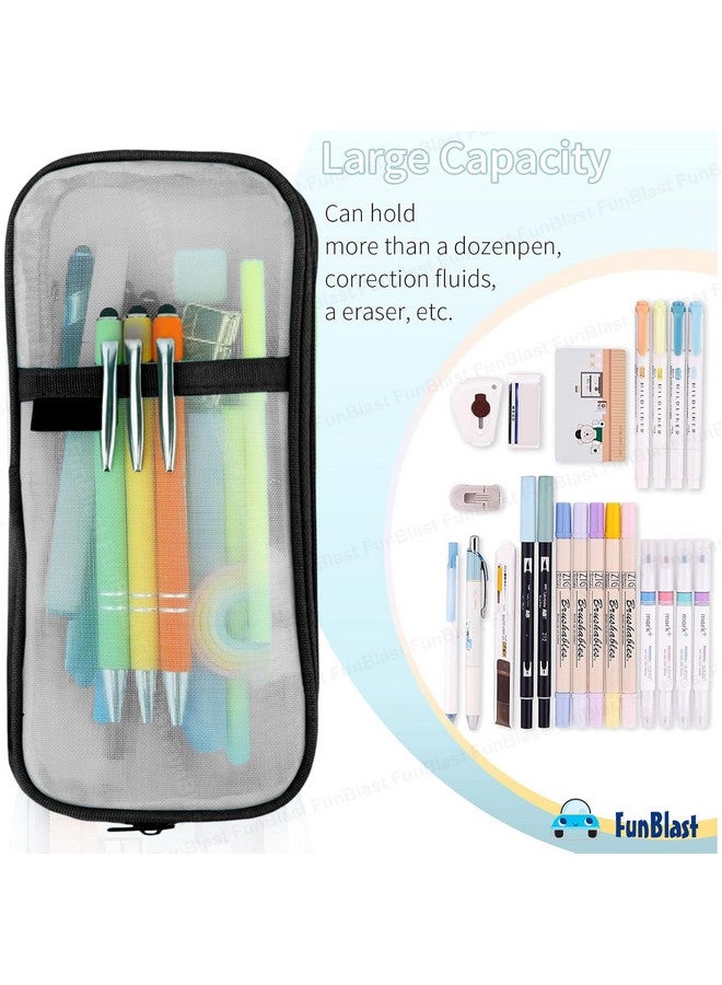 FunBlast Pen Pencil Case, Transparent Pencil Pouch with Zipper Closure Portable Clear Makeup Pouch, Large Capacity Pencil Bag, Stationery Bag for Students Girls Office Adults (Black) - Image 5