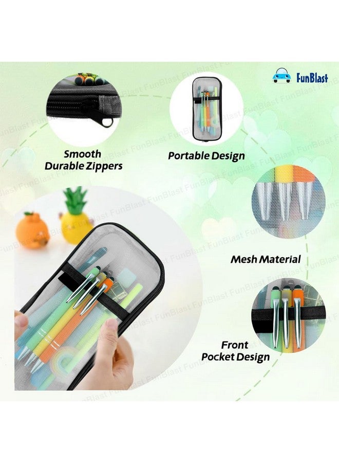 FunBlast Pen Pencil Case, Transparent Pencil Pouch with Zipper Closure Portable Clear Makeup Pouch, Large Capacity Pencil Bag, Stationery Bag for Students Girls Office Adults (Black) - Image 4