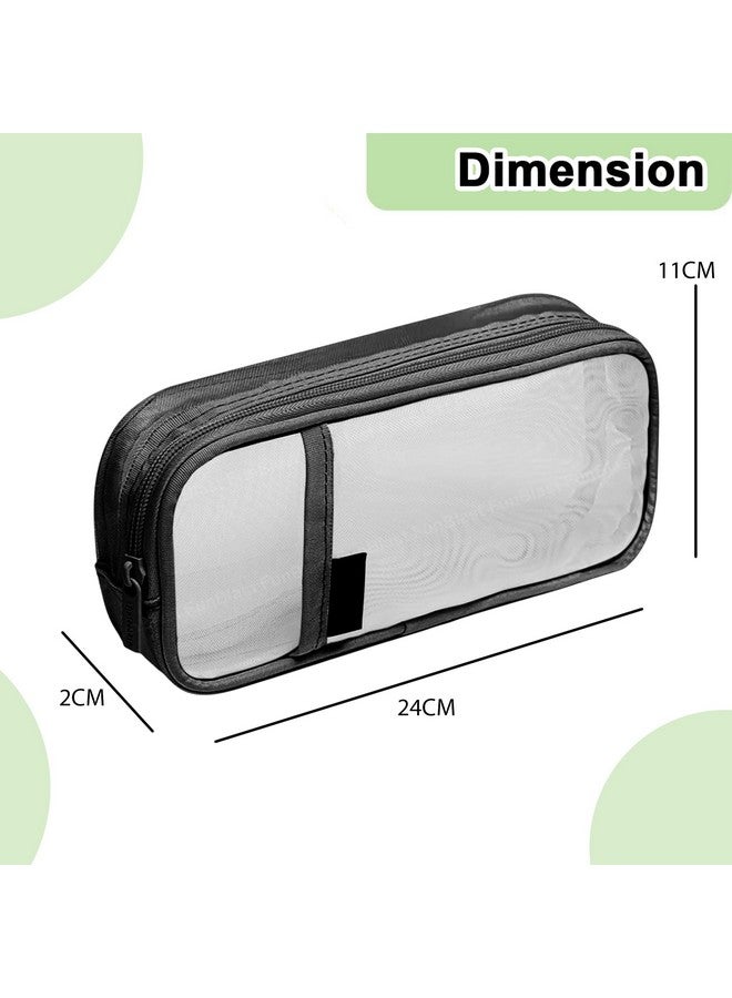 FunBlast Pen Pencil Case, Transparent Pencil Pouch with Zipper Closure Portable Clear Makeup Pouch, Large Capacity Pencil Bag, Stationery Bag for Students Girls Office Adults (Black) - Image 3