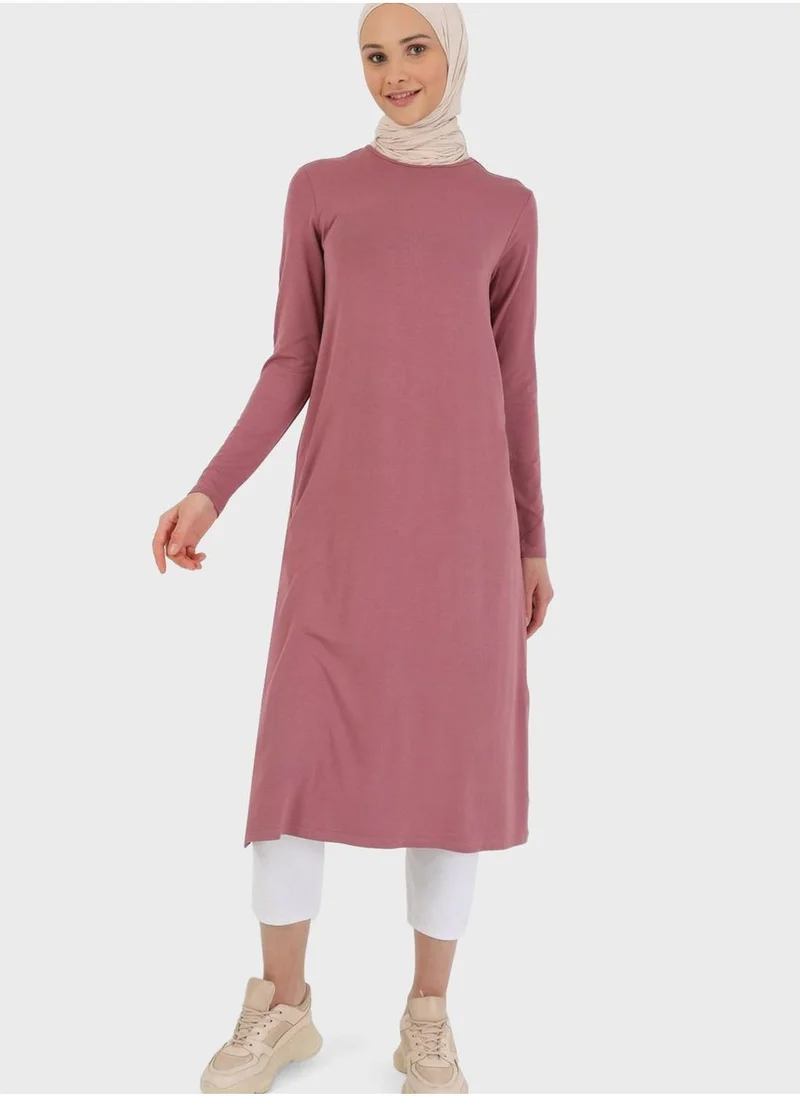 Refka by modanisa Round Neck Knitted Tunic