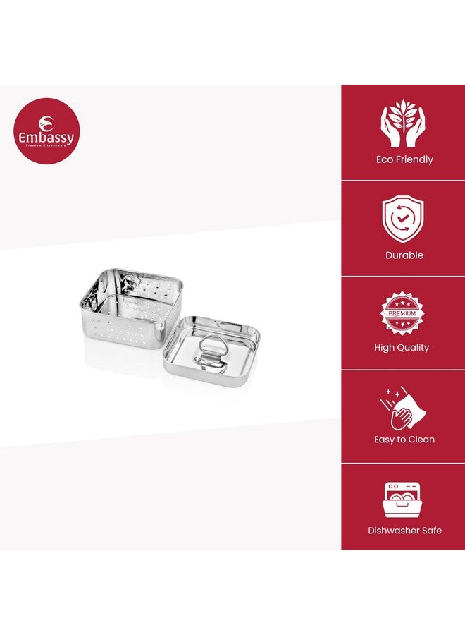 Embassy Stainless Steel Square Paneer Mould/Maker/Strainer | Dimension - 11.5 x 11.5 cms | Size - 2 | Perfect for Making Homemade Paneer/Cheese/Tofu | Dishwasher Safe - Image 3