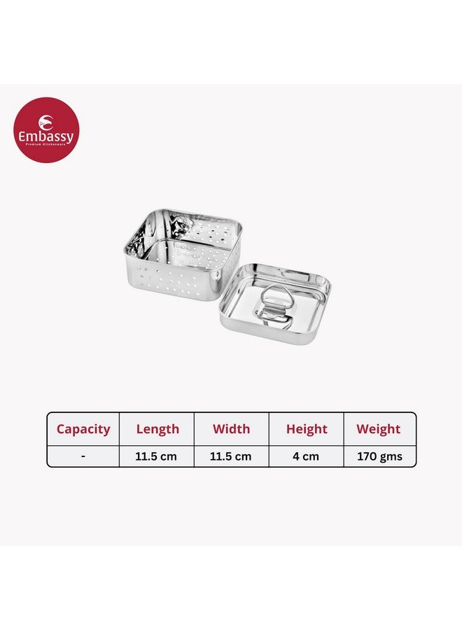 Embassy Stainless Steel Square Paneer Mould/Maker/Strainer | Dimension - 11.5 x 11.5 cms | Size - 2 | Perfect for Making Homemade Paneer/Cheese/Tofu | Dishwasher Safe - Image 2