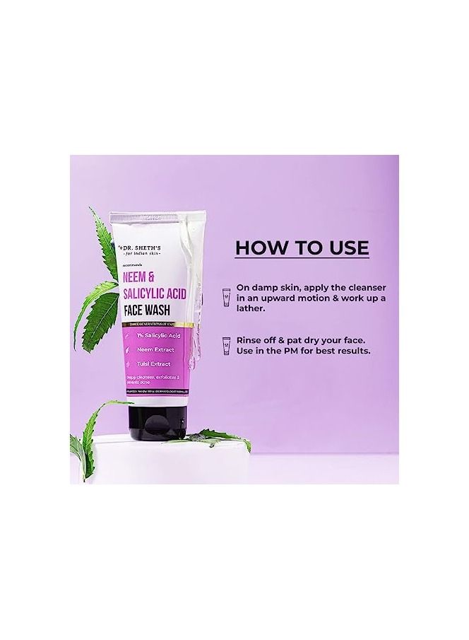 Dr. Sheth's Neem & Salicylic Acid Face Wash | Anti-Acne & Oil Control Face Cleanser  100ML - Image 4