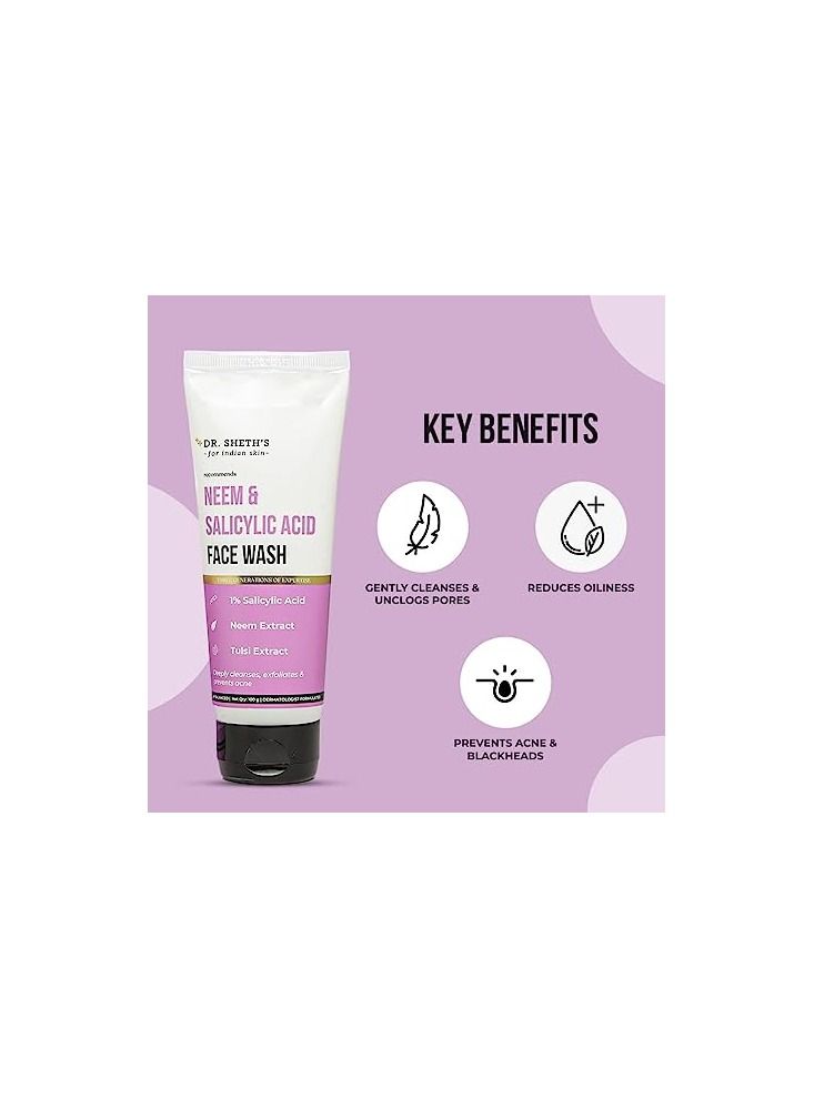 Dr. Sheth's Neem & Salicylic Acid Face Wash | Anti-Acne & Oil Control Face Cleanser  100ML - Image 2