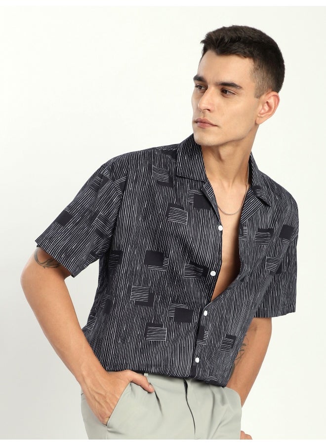 Beyoung Black Printed Cuban Shirt  - Image 2