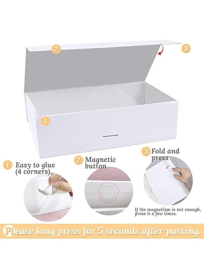 صندوق هدايا مغناطيسية فاخرة مع شريط ، صناديق هدايا قابلة للطي للهدايا مع غطاء المهرجان وعيد الميلاد والذكرى السنوية والزفاف والذكرى السنوية والطفل هدية ، أبيض ، 22x17x8.5cm - Image 2
