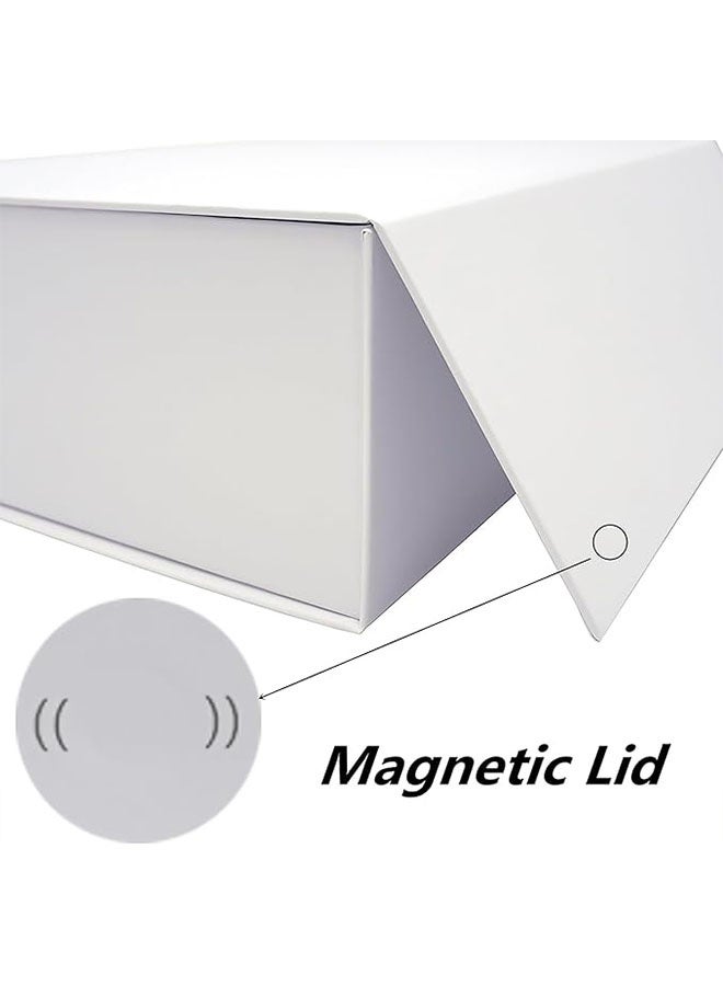 صندوق هدايا مغناطيسية فاخرة مع شريط ، صناديق هدايا قابلة للطي للهدايا مع غطاء المهرجان وعيد الميلاد والذكرى السنوية والزفاف والذكرى السنوية والطفل هدية ، أبيض ، 22x17x8.5cm - Image 4