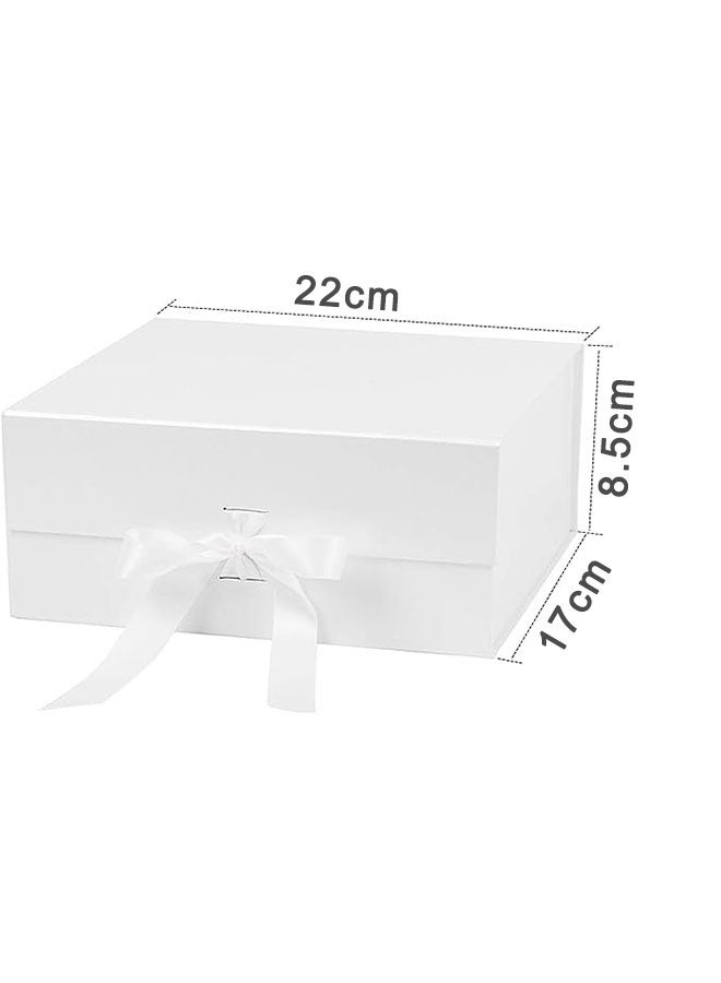 صندوق هدايا مغناطيسية فاخرة مع شريط ، صناديق هدايا قابلة للطي للهدايا مع غطاء المهرجان وعيد الميلاد والذكرى السنوية والزفاف والذكرى السنوية والطفل هدية ، أبيض ، 22x17x8.5cm - Image 5
