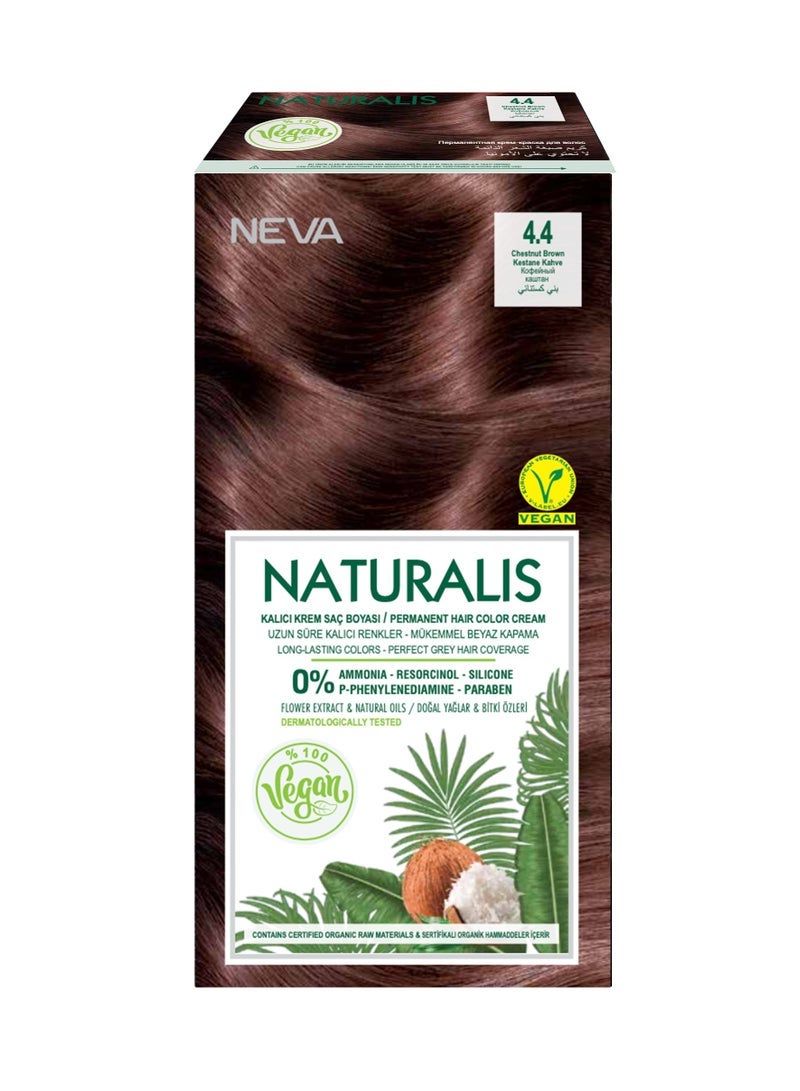 NEVA Naturalis Permanent Hair Color, Vegan,100% Gray Coverage, Organic, No Harmful Chemicals, Ammonia Free, Long-Lasting - CHESTNUT BROWN - 4.4 - Image 2