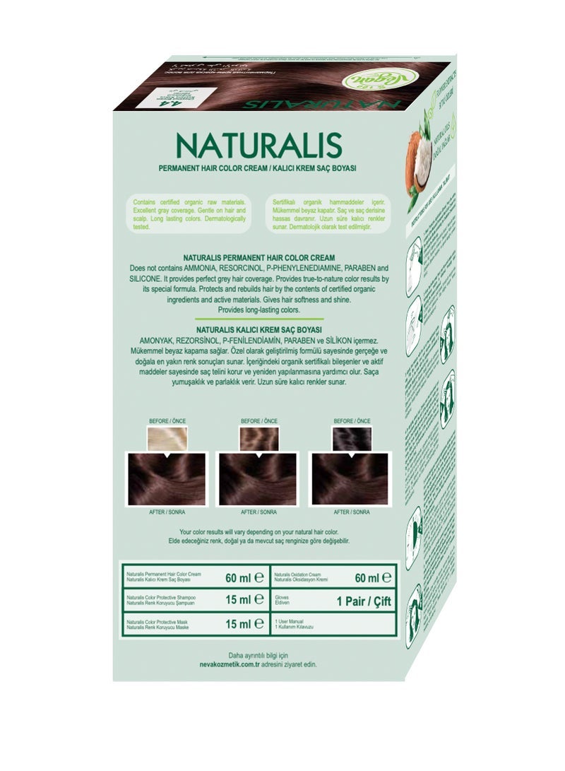 NEVA Naturalis Permanent Hair Color, Vegan,100% Gray Coverage, Organic, No Harmful Chemicals, Ammonia Free, Long-Lasting - CHESTNUT BROWN - 4.4 - Image 3