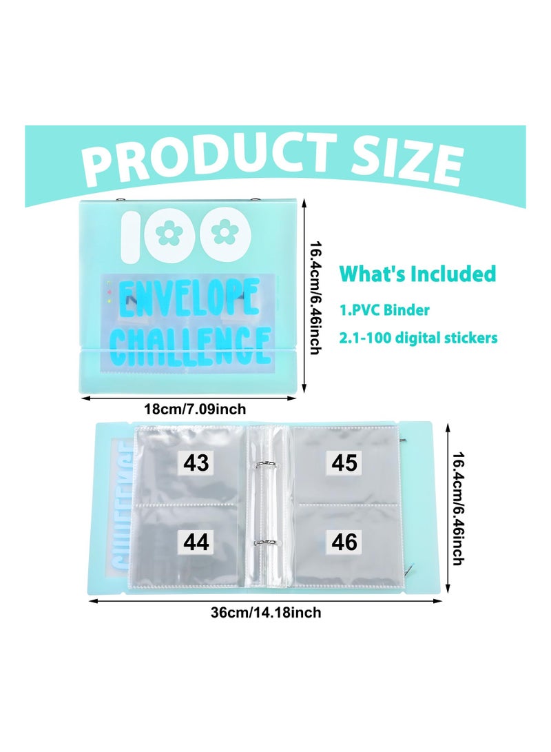 SOLARAE 100 Envelope Challenge Binder, Money Saving Binder, Challenge to Save $5, 050 Money Saving Challenge Book with Envelope Budget Binder 100 Day Challenge Budget Planner Book for Money (Blue)(1 Pack) - Image 5