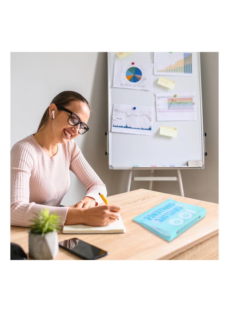 SOLARAE 100 Envelope Challenge Binder, Money Saving Binder, Challenge to Save $5, 050 Money Saving Challenge Book with Envelope Budget Binder 100 Day Challenge Budget Planner Book for Money (Blue)(1 Pack) - Image 2