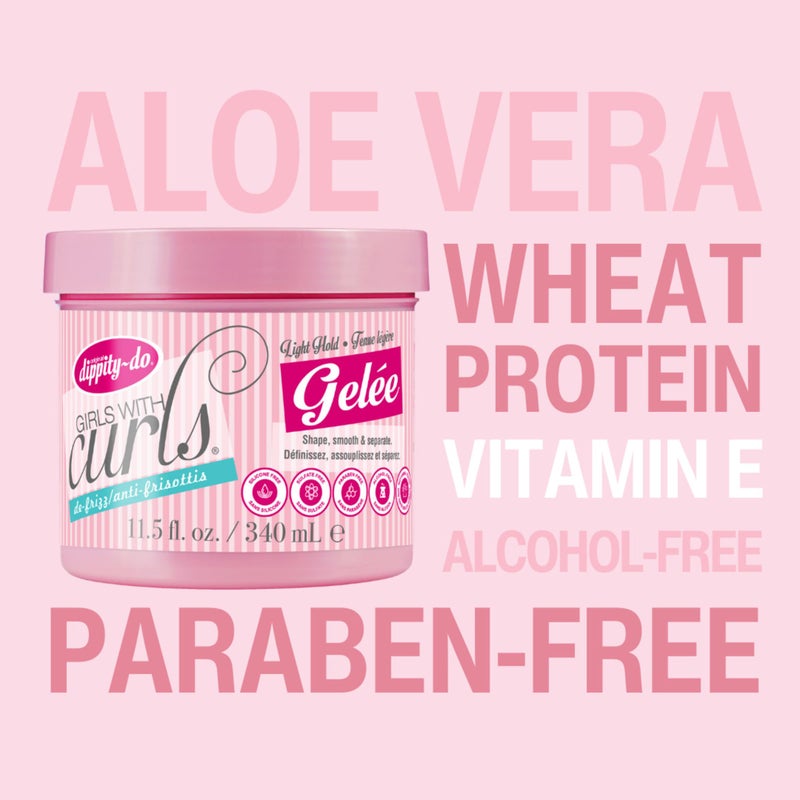 dippity-do Dippity Do Girls with Curls Light Hold Gelee, Shape, Smooth & Separate Curls, Formulated with Aloe, Vitamin E & Wheat Protein, Frizz-Free, Never Crunchy, Curly Hair Gel For Women, 11.5 FL Oz - Image 3