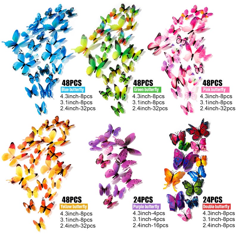 زوغونتو 240pcs ثلاثية الأبعاد ملصقات الجدار الفراشة ملونة الجدار الفراشة - Image 5