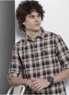 The Indian Garage Co Men Regular Fit Checkered Full Sleeves Cutaway Collar Casual Shirt  - Image 1