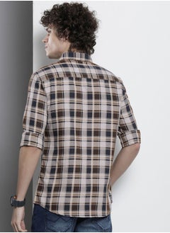 The Indian Garage Co Men Regular Fit Checkered Full Sleeves Cutaway Collar Casual Shirt  - Image 2