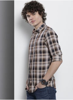 The Indian Garage Co Men Regular Fit Checkered Full Sleeves Cutaway Collar Casual Shirt  - Image 3