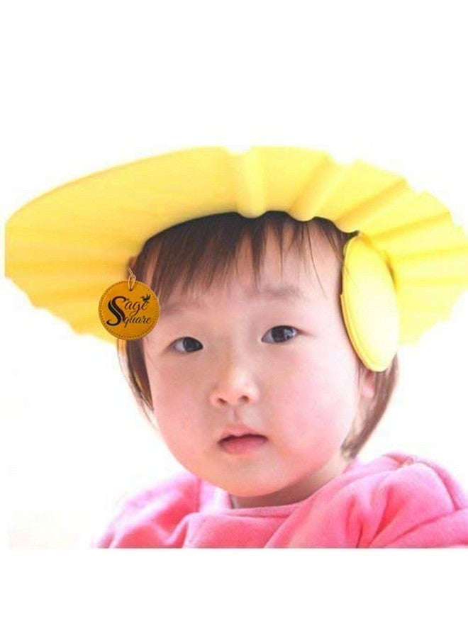 Sage Square New Adjustable Design Safe Soft Bathing Baby Shower Cap with Ear Protector (Blue & Yellow) (Pack of 2 ) - Image 3