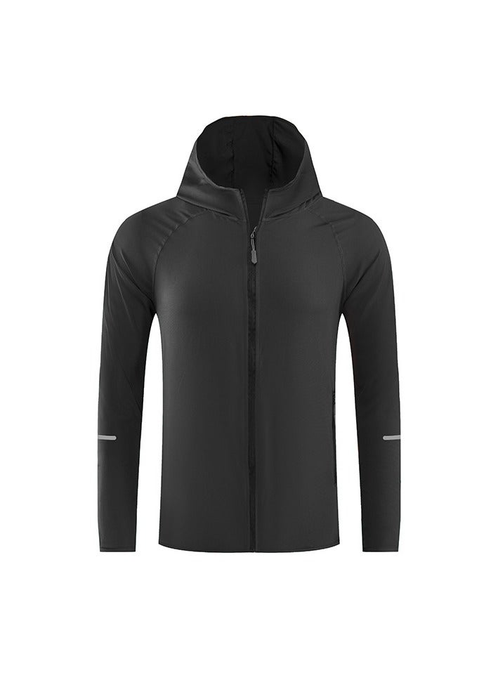 Generic Couples Hooded UV-Proof Sports Jacket Black