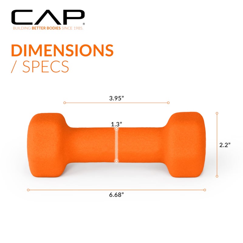 CAP Barbell Neoprene Dumbbell Weights, 3 lb Pair, Spiced Orange - Image 3