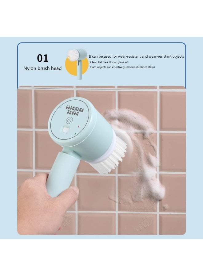 ريبنيو فرشاة تنظيف كهربائية محمولة قابلة لإعادة الشحن عبر منفذ USB، مزودة بثلاثة رؤوس قابلة للاستبدال، مناسبة للحمام والمطبخ والمرحاض والمغسلة. - Image 3