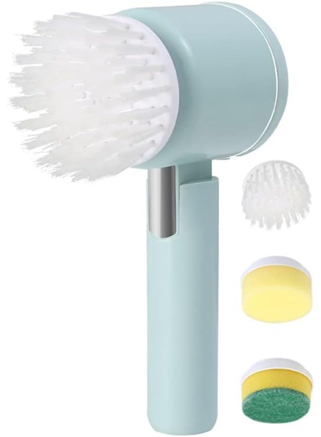 ريبنيو فرشاة تنظيف كهربائية محمولة قابلة لإعادة الشحن عبر منفذ USB، مزودة بثلاثة رؤوس قابلة للاستبدال، مناسبة للحمام والمطبخ والمرحاض والمغسلة. - Image 1