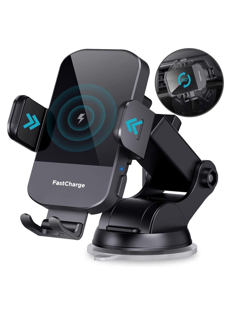 Wireless Car Charger 15W Fast Charging Auto Clamping Car Charger Phone Mount Phone Holder - Image 1