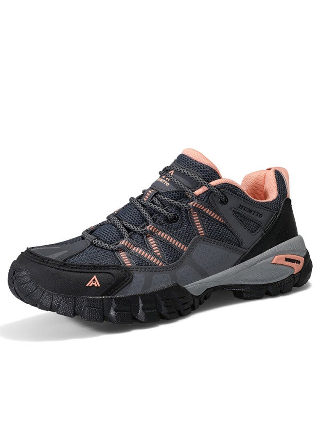 HUMTTO Women'S Anti-Slip Hiking Shoes Four Seasons Breathable Mesh Outdoor Climbing Shoes Deep Grey/Light Pink Size 37 - Image 4