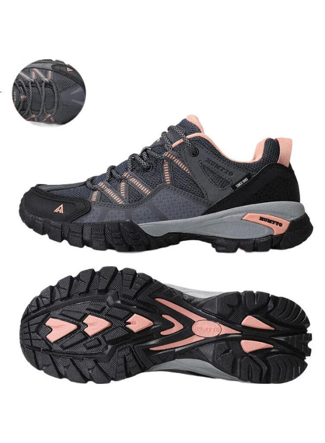 HUMTTO Women'S Anti-Slip Hiking Shoes Four Seasons Breathable Mesh Outdoor Climbing Shoes Deep Grey/Light Pink Size 37 - Image 3