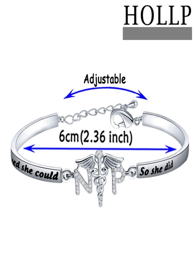 HOLLP Nurse Practitioner Bracelet NP Jewelry She Believed She Could So She Did Bracelet Medical Professional Gift Graduation Gift (NP Bracelet-S) - Image 2
