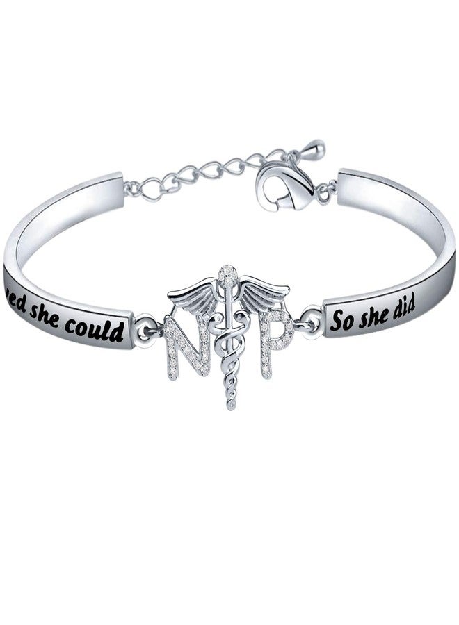 HOLLP Nurse Practitioner Bracelet NP Jewelry She Believed She Could So She Did Bracelet Medical Professional Gift Graduation Gift (NP Bracelet-S) - Image 1