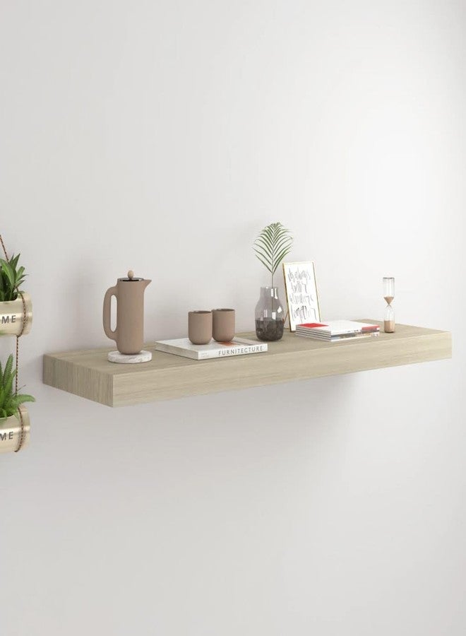vidaXL Brown Oak Floating Wall Shelf: Stylish Invisible Mounting System, Versatile Display and Storage, Honeycomb MDF and Metal Frame, Easy to Install - Image 2