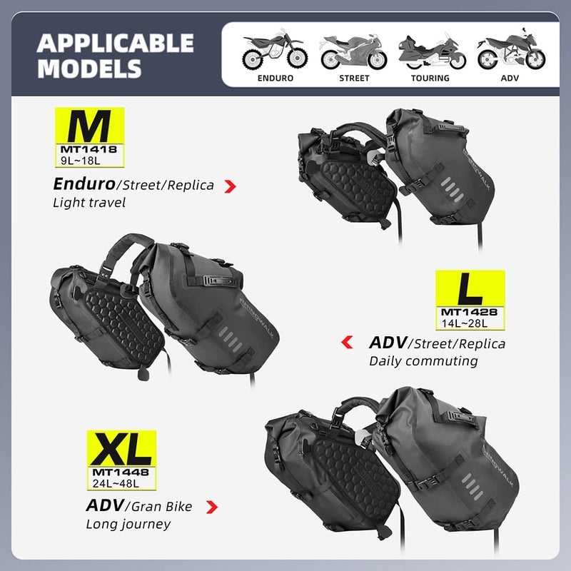Rhinowalk Motorcycle Saddle Bags Waterproof Anti-Vibration Motor Side Bags Shoulder Bag Motorbike Panniers 48L(24L*2) for most Adventure and Sport Motorcycle Racks, 1 Pair - Image 3
