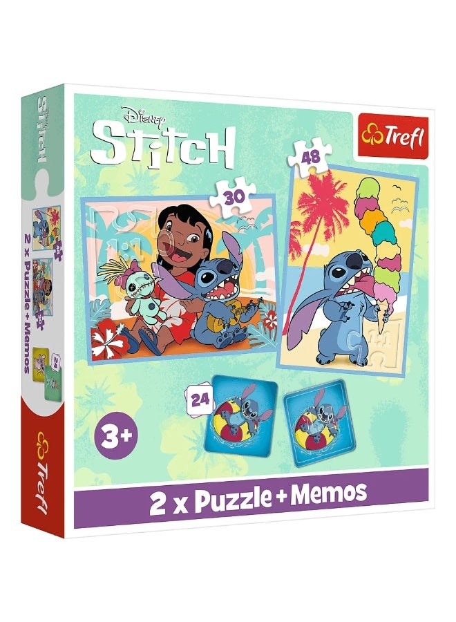 تريفل بازل ديزني ليلو وستيتش اليوم السعيد 2 في 1 مع 24 ميمو (30+48) قطعة - 93585 - Image 1