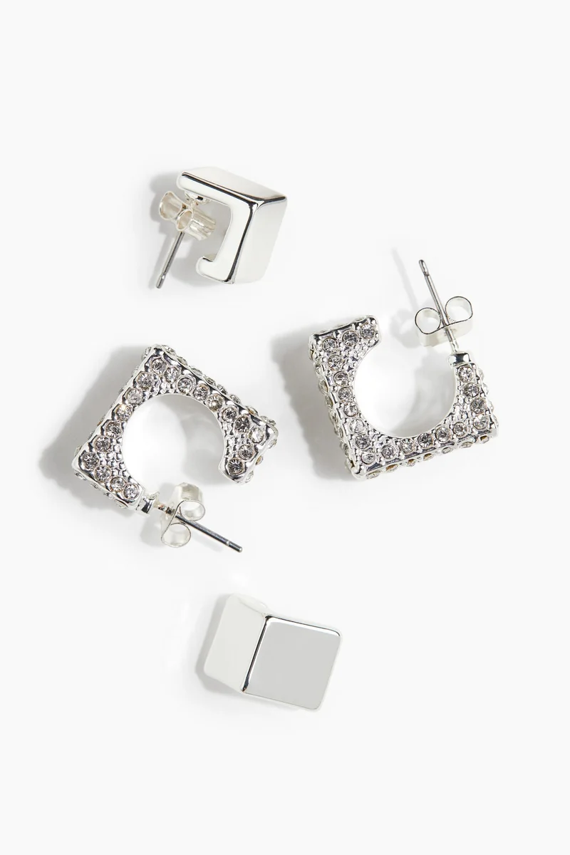 H&M 2 Pairs Square Hoop Earrings