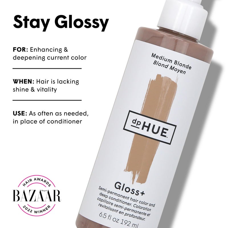 dpHUE Gloss+, Medium Blonde - 6.5 oz (8-12 Applications) - Semi-Permanent Hair Color & Conditioner - Lasts Up to Eight Washes - Paraben, SLS & SLES Sulfate Free - Vegan, Leaping Bunny Certified - Image 2