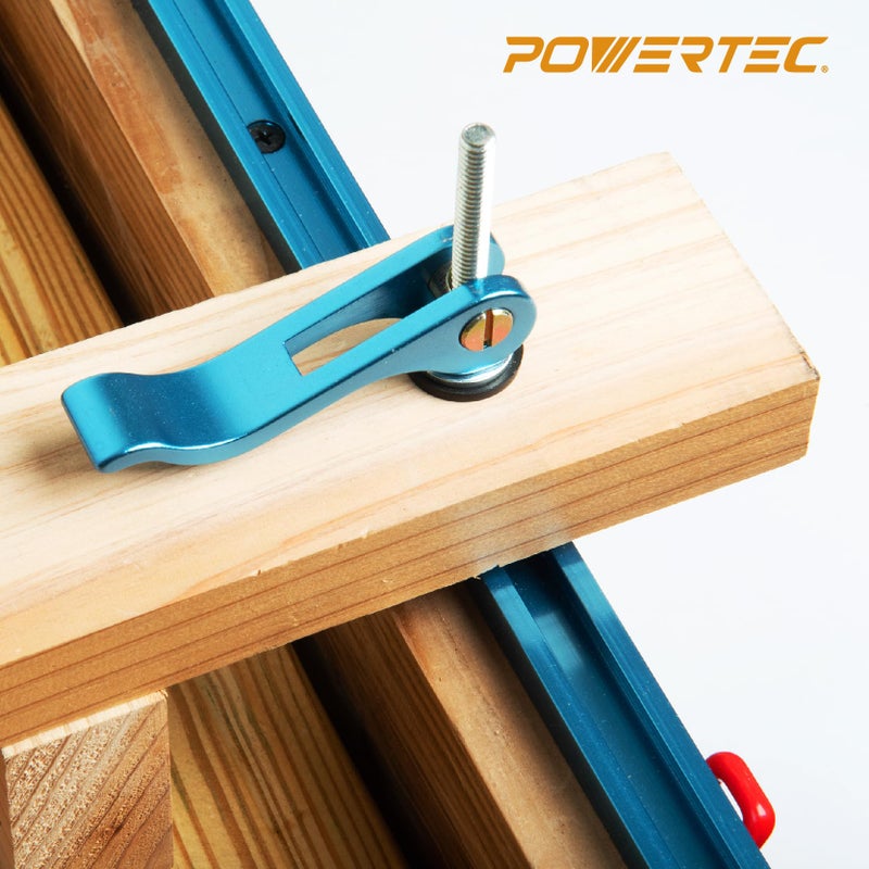 POWERTEC 2PK, 1/4â€-20 Cam Clamp, Lever Clamp w/ 3" T Track Bolts, T Track clamp for Drill Press, Router Table, Work Bench, CNC Machine, Miter Saw, T Track Accessories for woodworking (71164) - Image 3