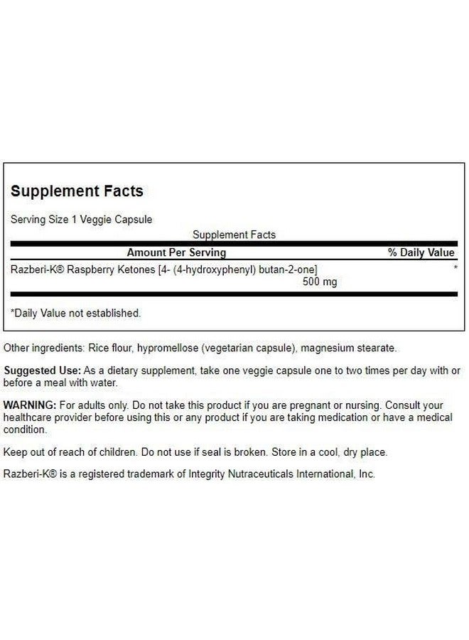 Swanson Maximum Strength Razberi-K 500 Milligrams 60 Veg Capsules - Image 2
