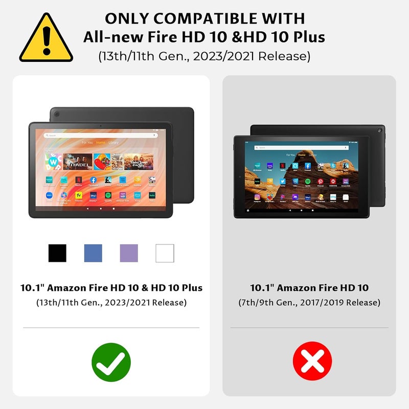 VORI New Amazon Kindle Fire HD 10 Tablet Case (13th/11th Generation, 2023/2021 Release) & Fire HD 10 Plus 10.1 - Slim Folding Case with Stand and Hand Strap with Wake / Susp - Image 2
