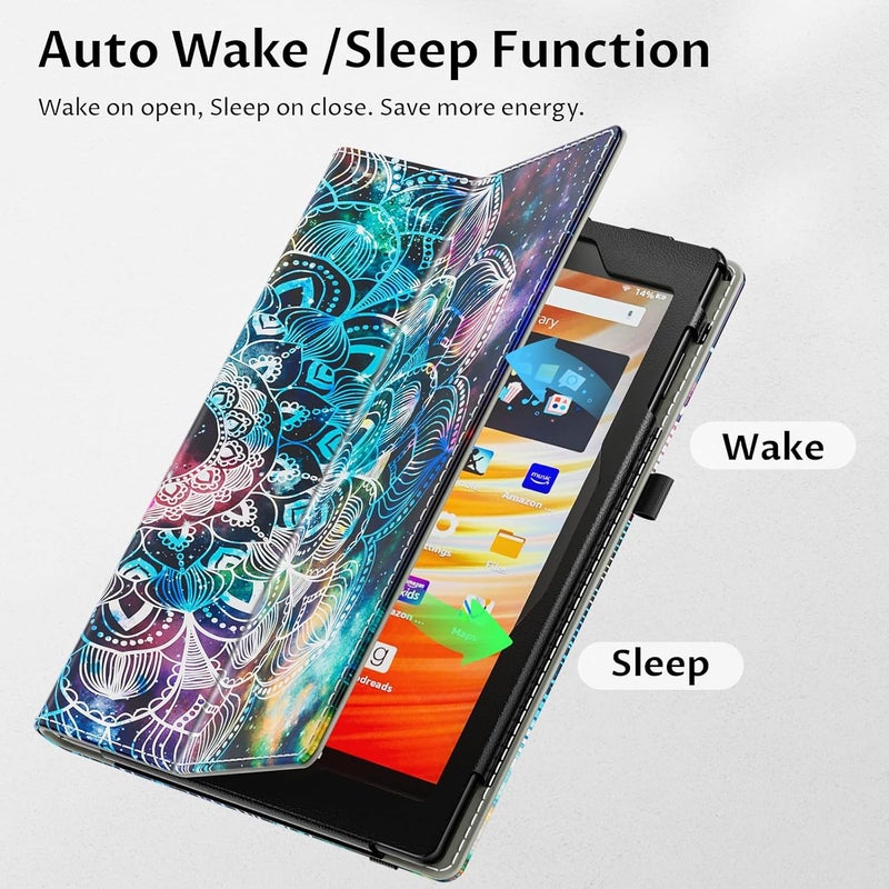 VORI New Amazon Kindle Fire HD 10 Tablet Case (13th/11th Generation, 2023/2021 Release) & Fire HD 10 Plus 10.1 - Slim Folding Case with Stand and Hand Strap with Wake / Susp - Image 3