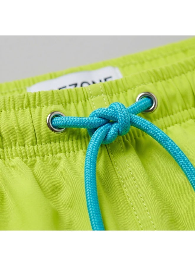 IceZone Men's Swim Trunks, Lime Green Quick-Dry Board Shorts with Ice Crew Graphic - Image 2