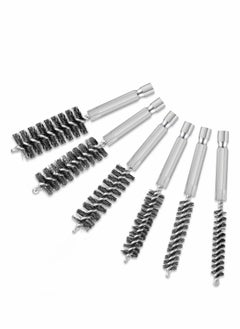 Stainless Steel Bore Brush in Different Sizes Twisted Wire Cleaning with Handle 1/4 Inch Hex Shank for Power Drill Impact Driver, 4 Length 6 Pieces